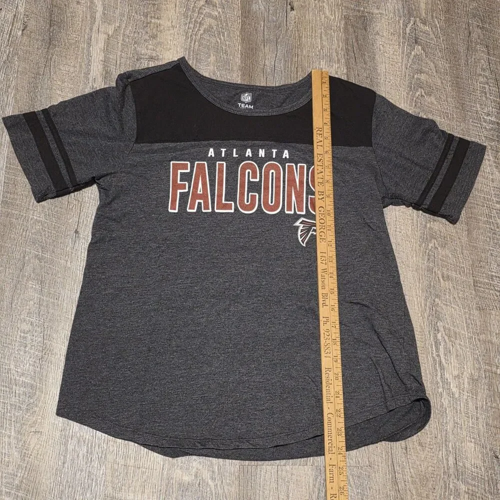 Atlanta Falcons NFL Team Apparel Women's Gray Short Sleeve T-Shirt Size Large